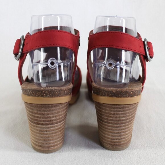 Dansko Deandra Sandals Womens Size 38 US 8 Red Studded Leather Block Heel - Picture 6 of 11